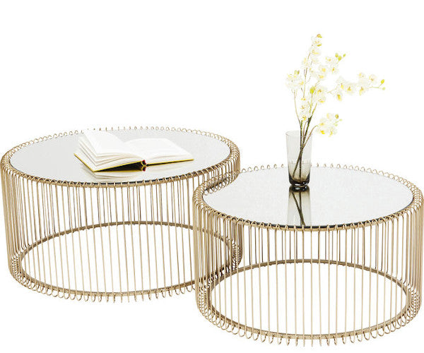Kare Design Wire sofabord - brass - sæt á 2