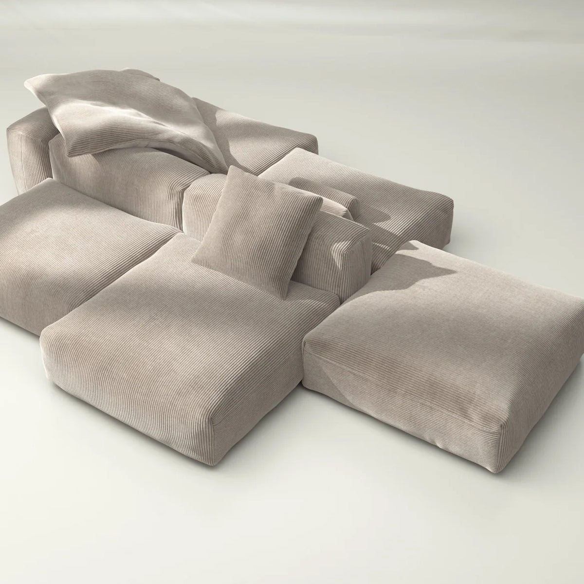 Vetsak Sofa - Sofa Set 09 Opstilling - Cord Velour - Platinum