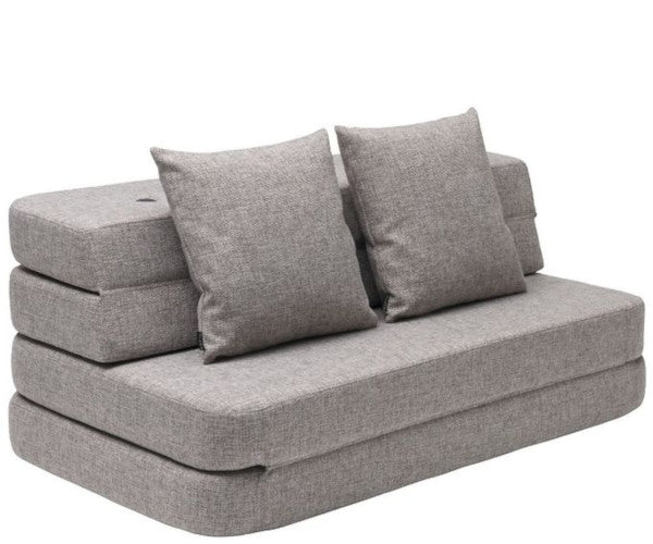 By KlipKlap KK 3 Fold Sofa W. buttons - flere farver - Dark blue w. black buttons