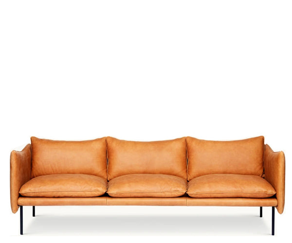 Fogia Tiki Sofa - 3 Pers. - Vintage Cognac Læder - Messing (Brass)