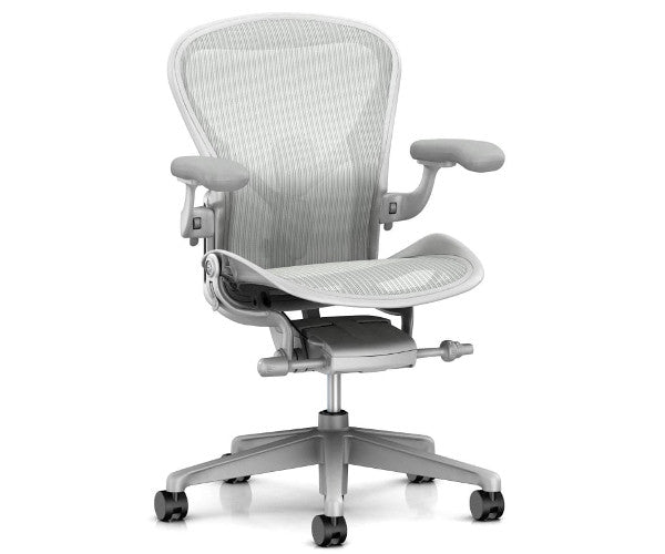 Herman Miller Aeron Mineral - C - Large / Excl Posture Fit / Standard Hårde hjul - Til Gulvtæppe og blødt underlag