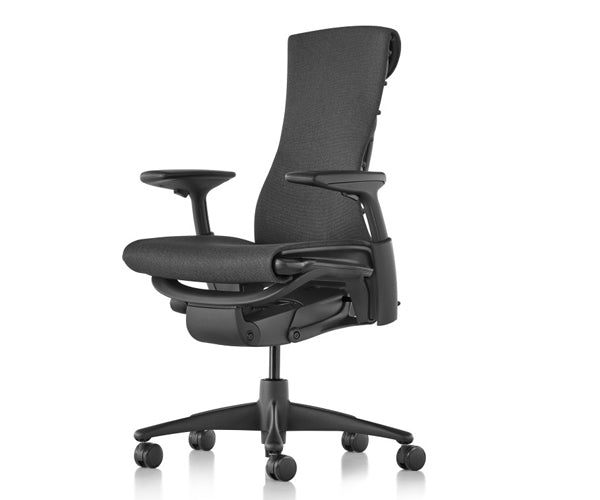 Herman Miller Embody Kontorstol - Sort Stel og Sort Fodkryds / Standard Hårde Hjul - til tæpper og bløde underlag