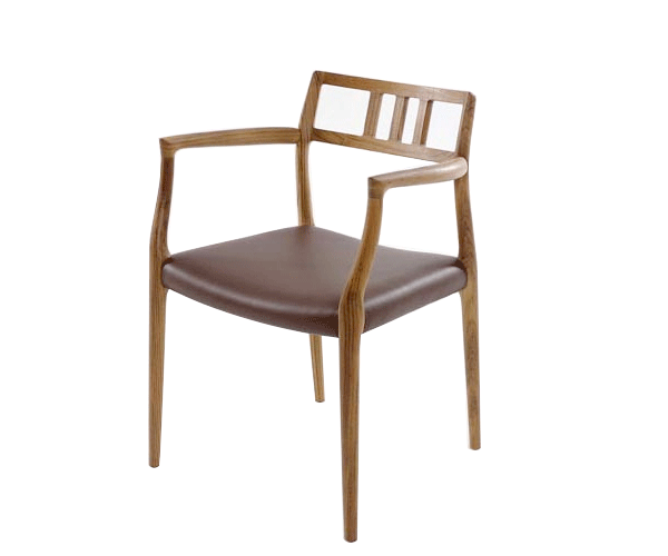 JL møller - Model 64 stol - Valnød - brun Læder