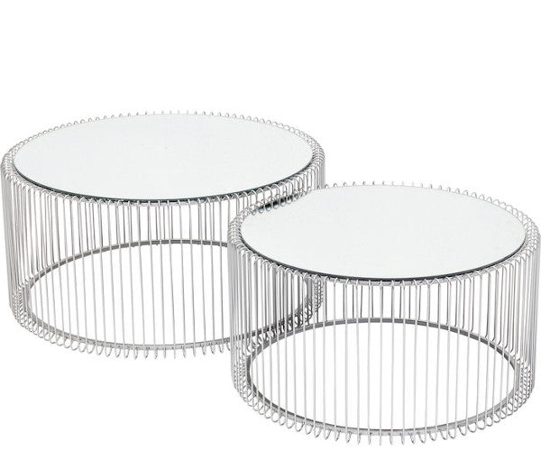 Kare Design Wire sofabord - silver - sæt á 2