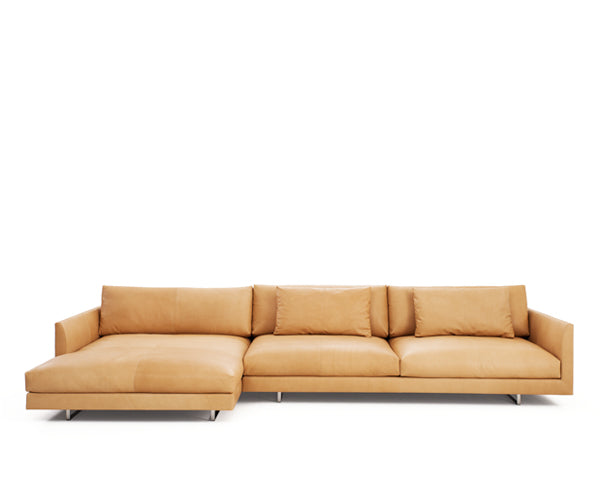Montis Axel XL Læder Sofa m. Chaiselong - Chaiselong til højre ser forfra / Sort