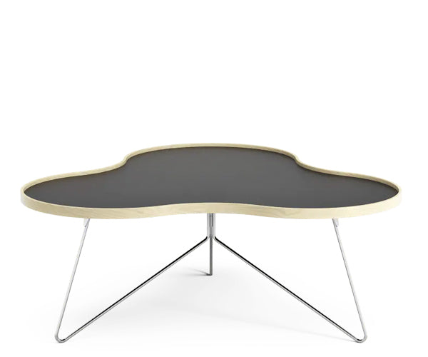 Swedese Flower Sofabord - 114x107 - Bøg Kant - Hvid / 45cm / Krom