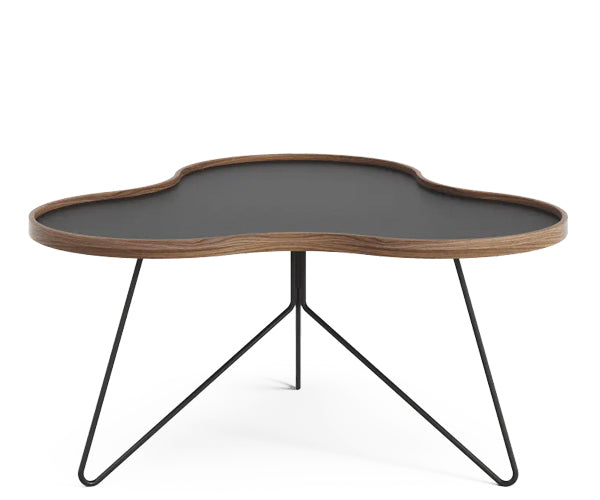 Swedese Flower Sofabord - 90x84 - Valnød Kant - Sort / 39cm / Krom