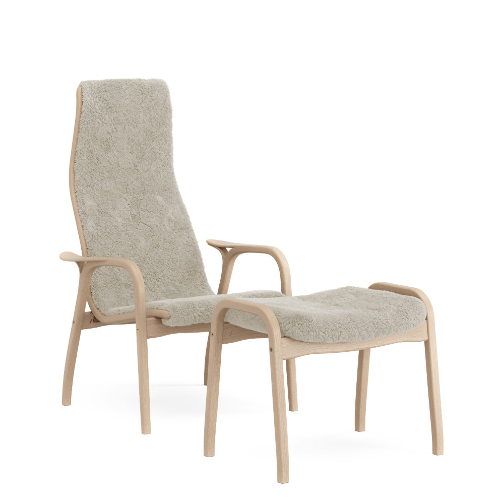 Swedese Lamino Lænestol - Bøg Fåreskind - Inkl. Skammel - Moonlight