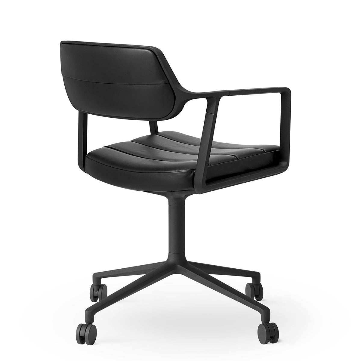 Vipp 453 Swivel Chair - Castors - Læder - Black - Black Vipp 453 Swivel Chair - Castors - Læder - Black - Black