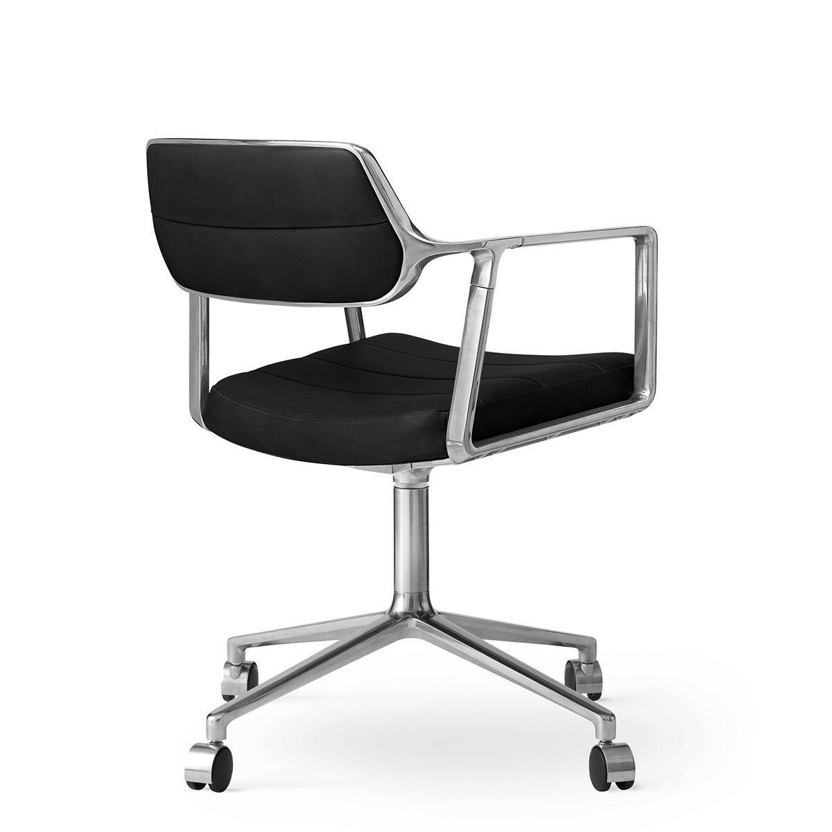 Vipp 453 Swivel Chair - Castors - Læder - Black