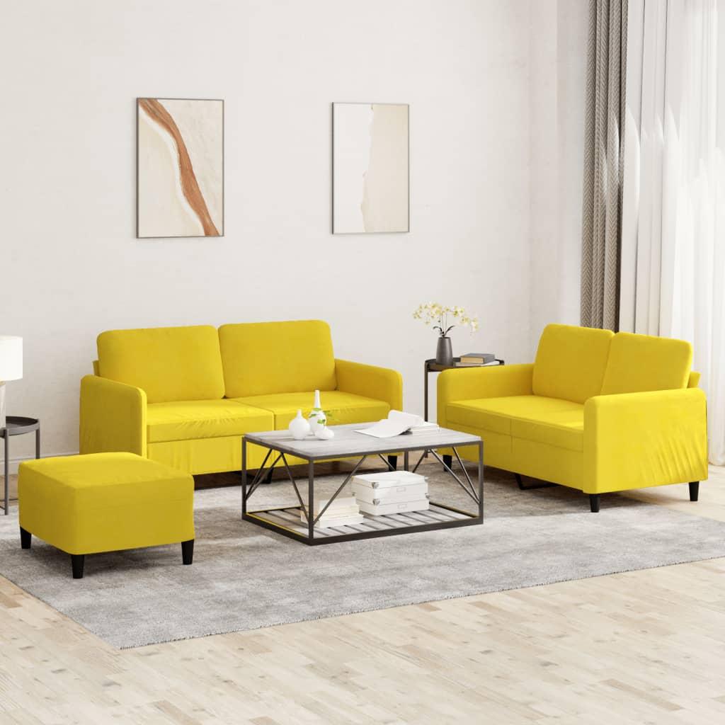 3 personers sofa velour gul