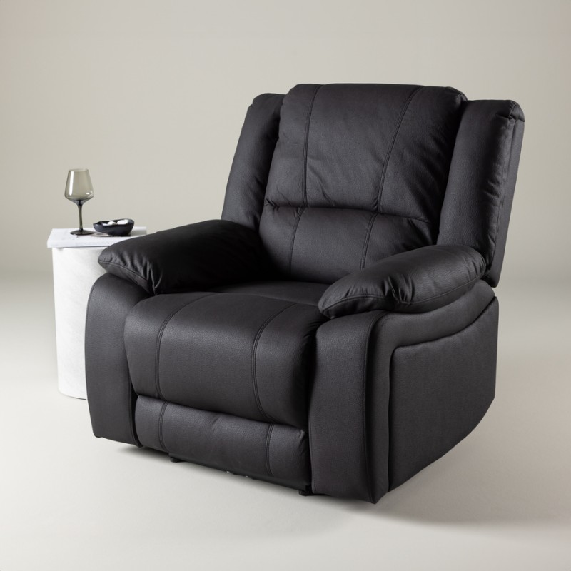 Comfort recliner lænestol, med indbygget fodskammel - sort