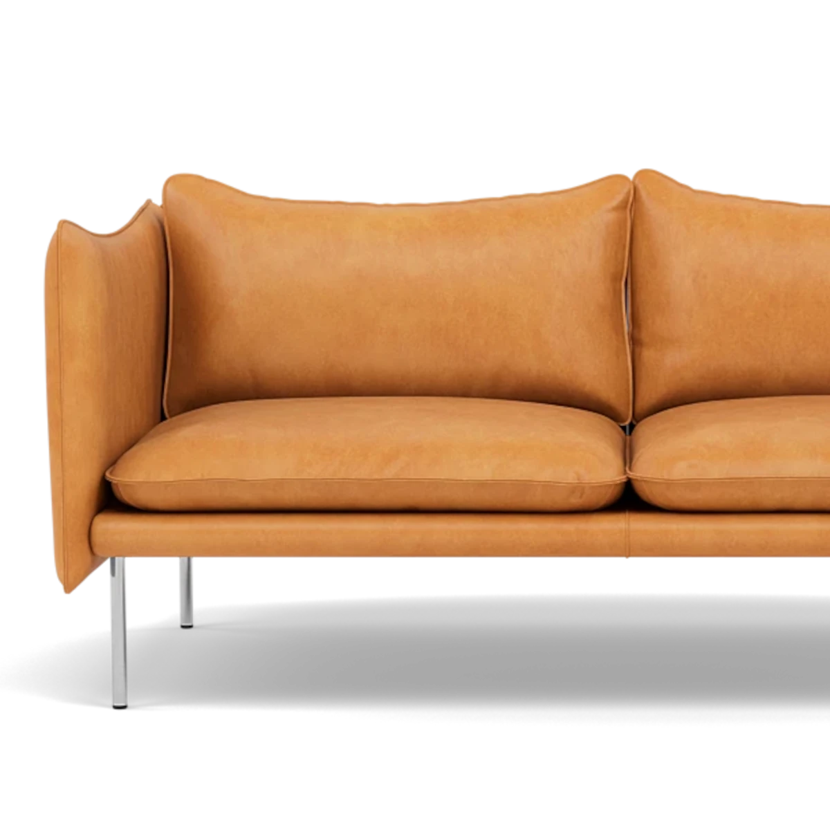Fogia Tiki Sofa - 2 Pers. - Vintage Cognac Læder - Blankpoleret stål