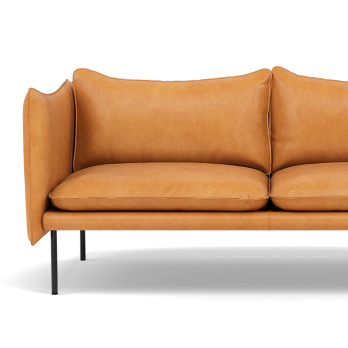 Fogia Tiki Sofa - 2 Pers. - Vintage Cognac Læder - Sort Stål (Black)