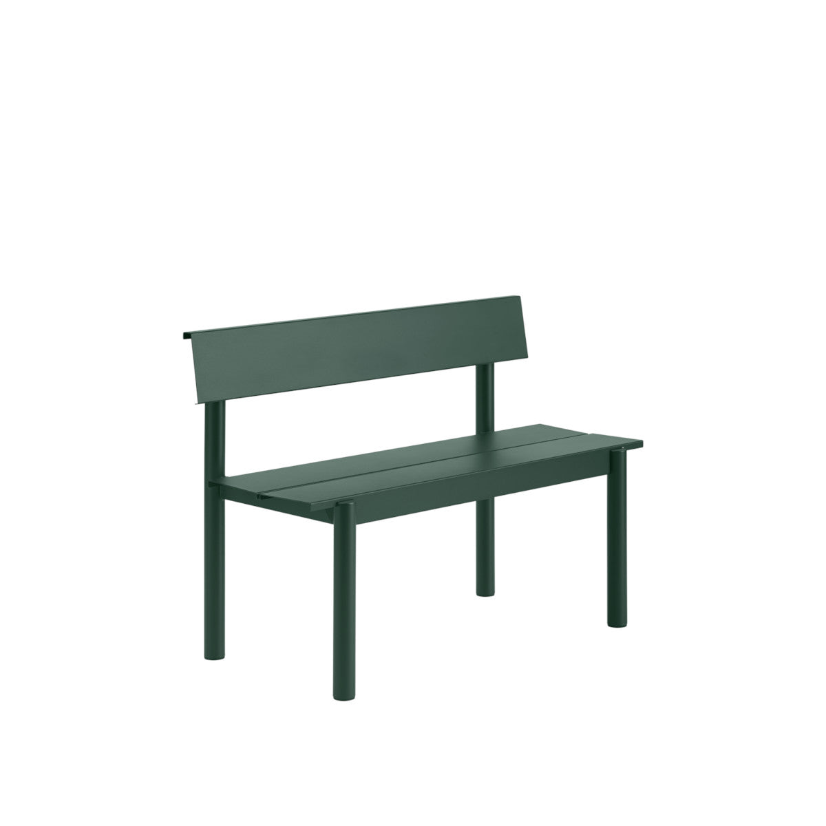 Muuto Linear Steel Bænk 110cm med ryglæn - Mørkegrøn
