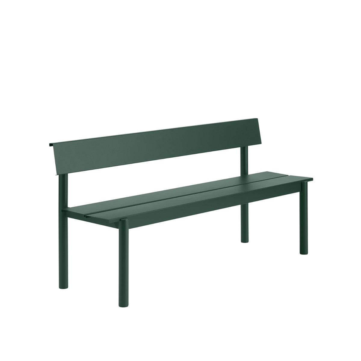 Muuto Linear Steel Bænk 170cm med ryglæn - Mørkegrøn