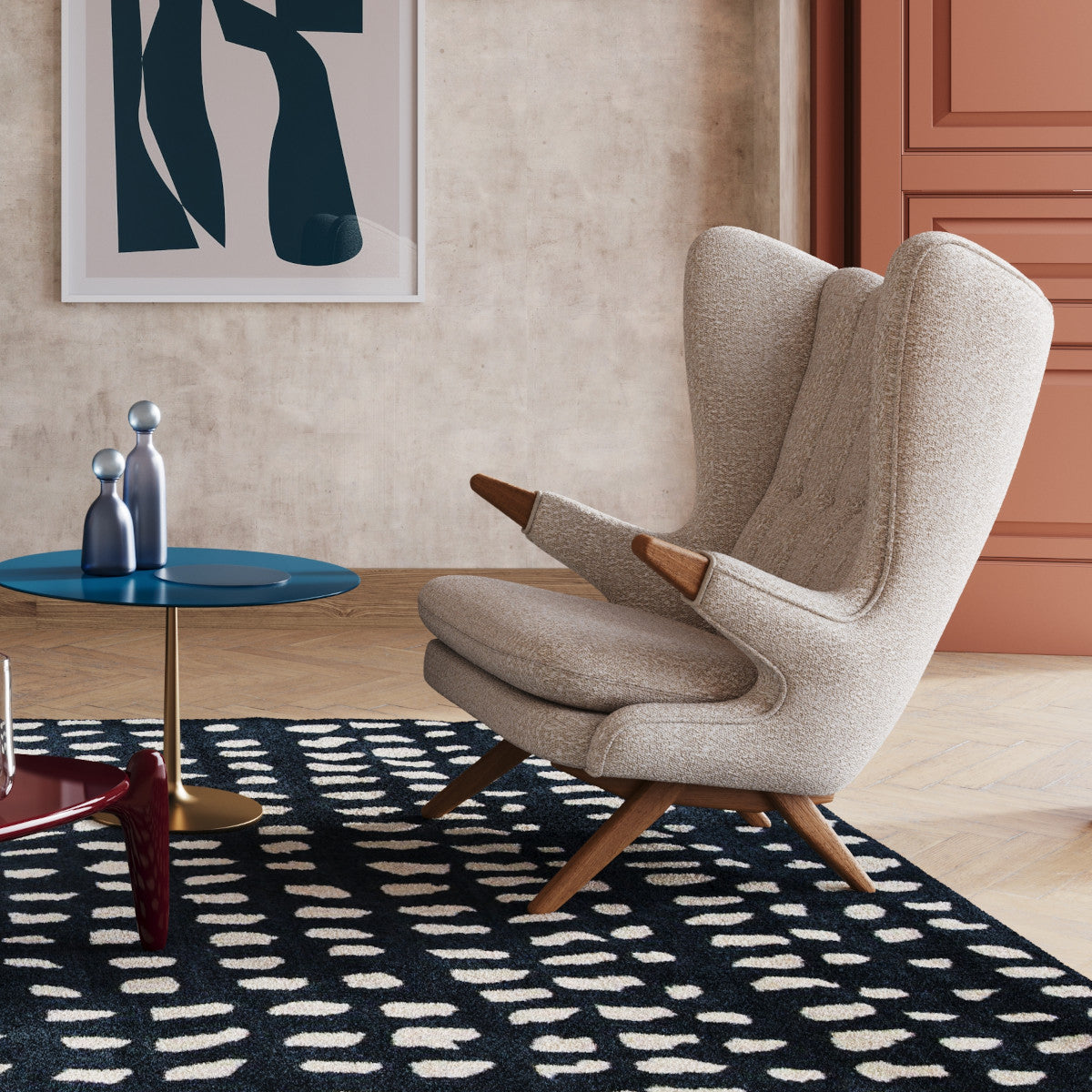 Skipper Furniture Bamsestol - Barnum Stof - 30 Shale / Valnød Olie