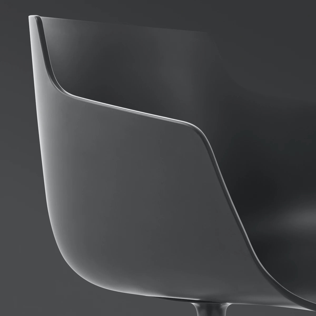 Mdf Italia Flow Chair - Søjleben - Frontpolster - Etis Stof - Lead Grey