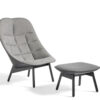 HAY Uchiwa Loungestol M. Skammel - Quilt - Fairway Grey 307-201/Sort Silk Læder