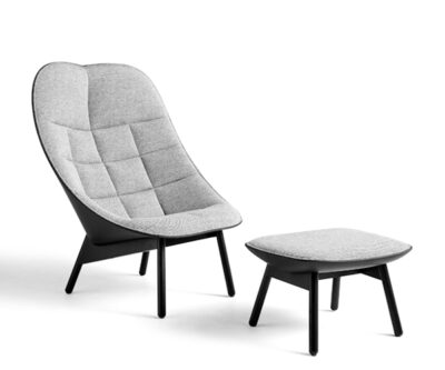 HAY Uchiwa Loungestol M. Skammel - Quilt - Hallingdal 126/Sort Sierra Læder